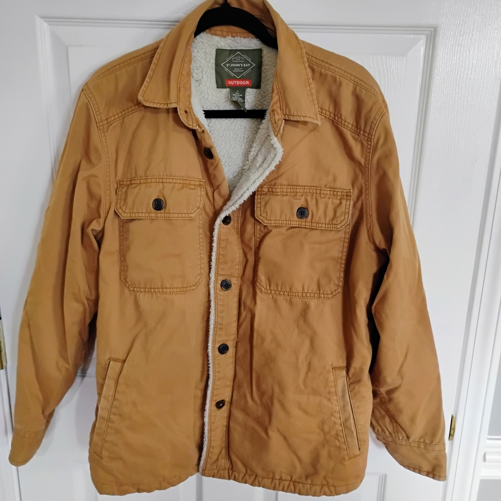 St. John Men's Tan Sherpa-Lined Shirt Jacket